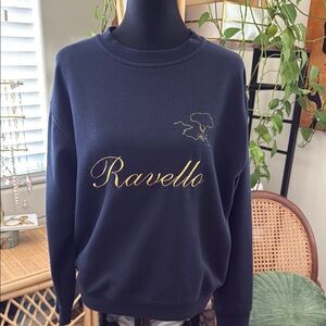 Desiderio Ravello Italy Navy Blue Gold Graphic Pullover Sweatshirt